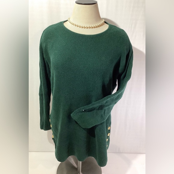 Michael Kors Woman’s Sweater Top Size M Color Green Long Sleeves Knit - Picture 1 of 12
